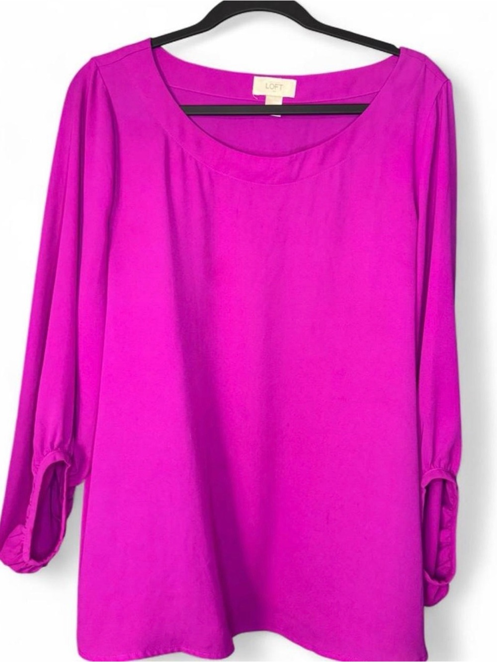 LOFT Bright Fuchsia Roll-Tab Sleeve Tunic